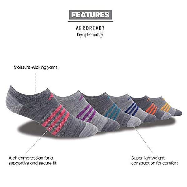 adidas Superlite No Show Socks (6 Pack) Calcetines Mujer (Pack de 6)